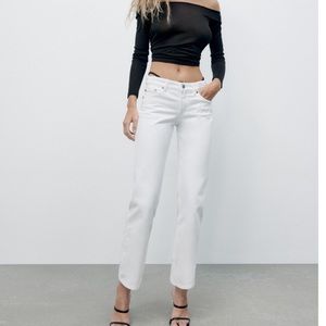 Zara straight fit white jeans